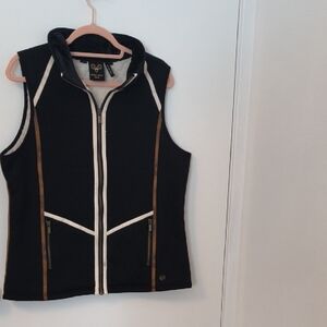 Black Vest with Brown Accents